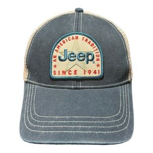 Jedco Jeep Patch Trucker Hat Cap Star Blue Mesh Snapback Mesh American Tradition